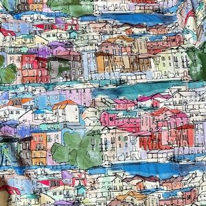 Made in the USA Fun Quarter Sleeve City Print Top